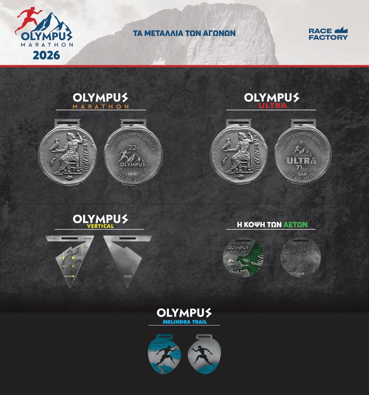 Olympus Marathon 2026: Τα μετάλλια των αγώνων